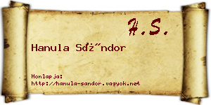 Hanula Sándor névjegykártya