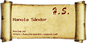 Hanula Sándor névjegykártya